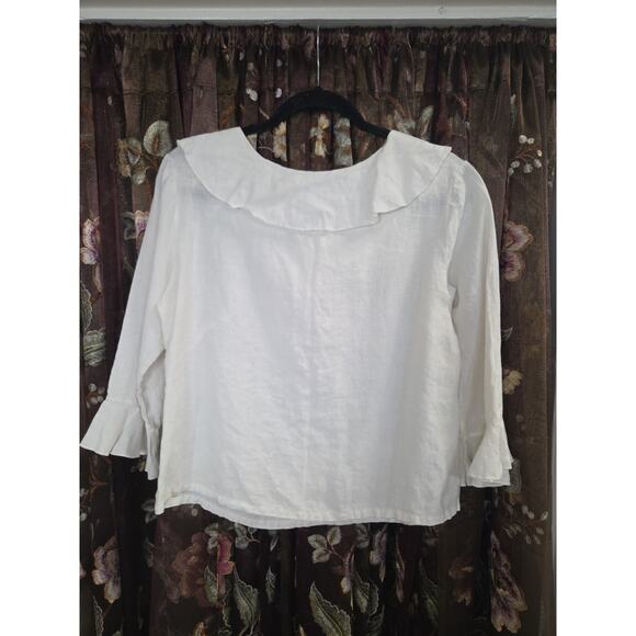 Bryn Walker Ruffle Linen Top Medium - Picture 13 of 15